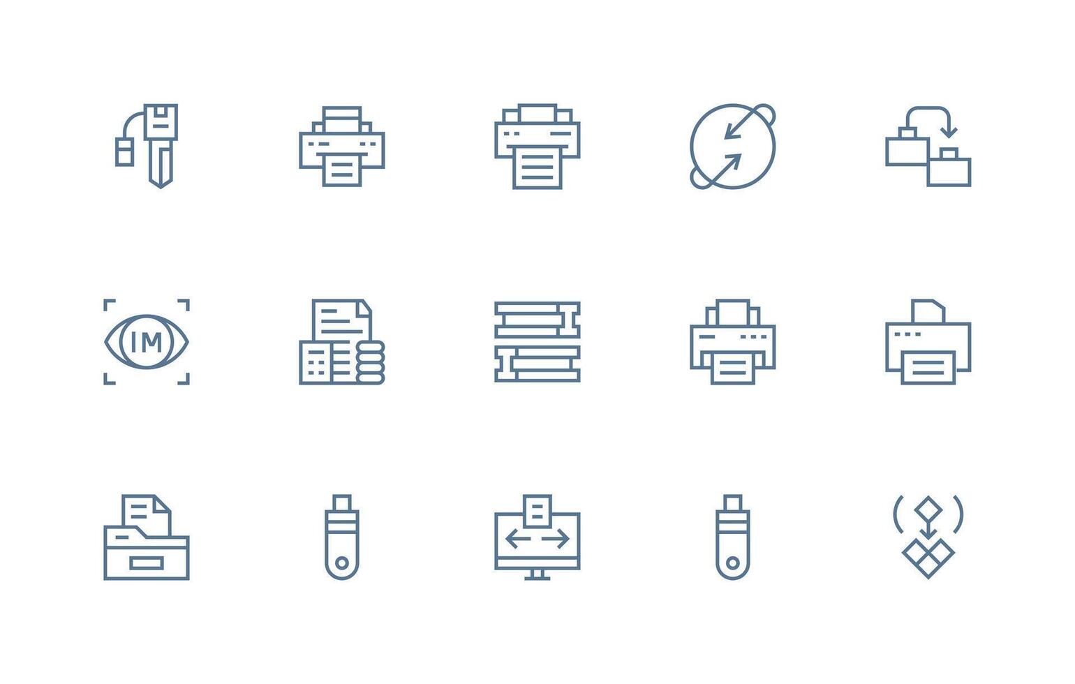Regular Line Style Copy Icons with 15 Vectors Smart Icon Collection