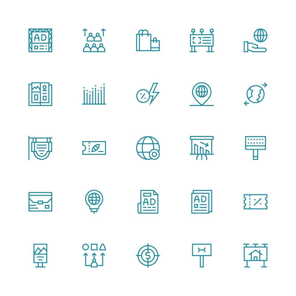 Medium Stroke Outline Icons from Marketing Set with 25 Vectors Balanced Icon Set for Functional Design