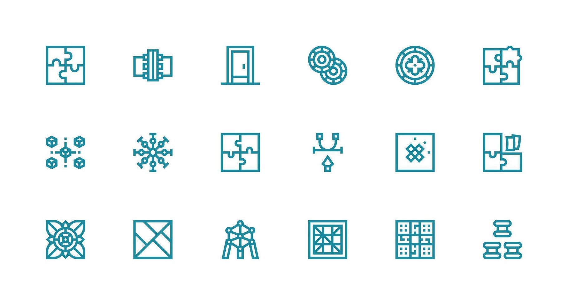 Strong Stroke Line Style Interlocking Icons with 18 Vectors App Icon Pack