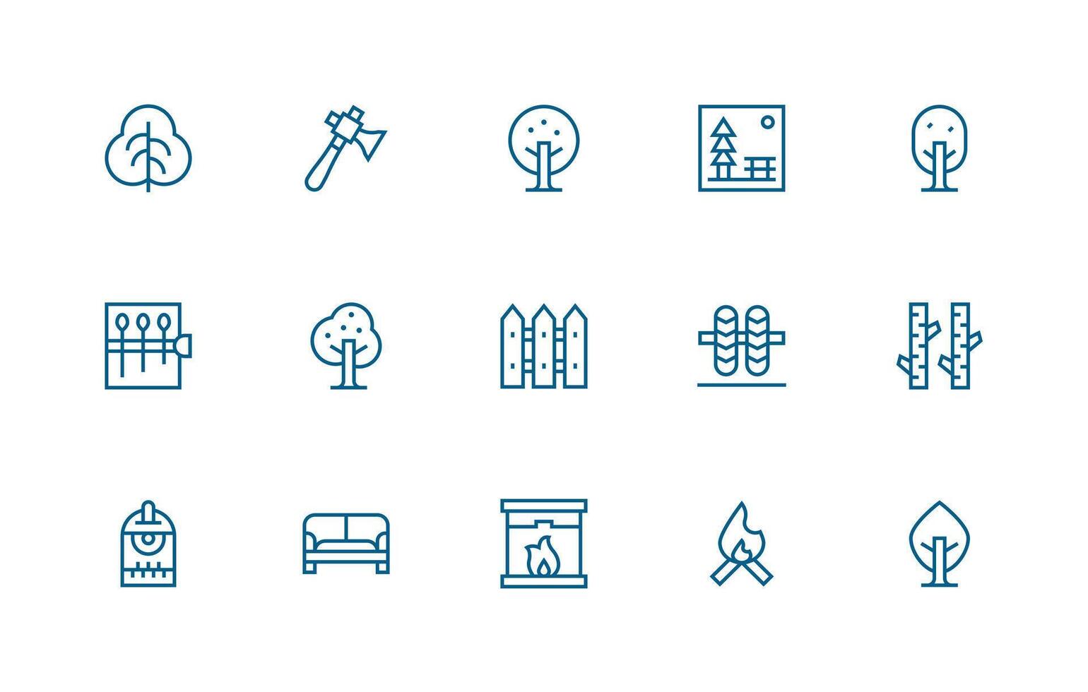 15 Icons for Wood in Regular Line Format UI-Ready Icon Collection vector