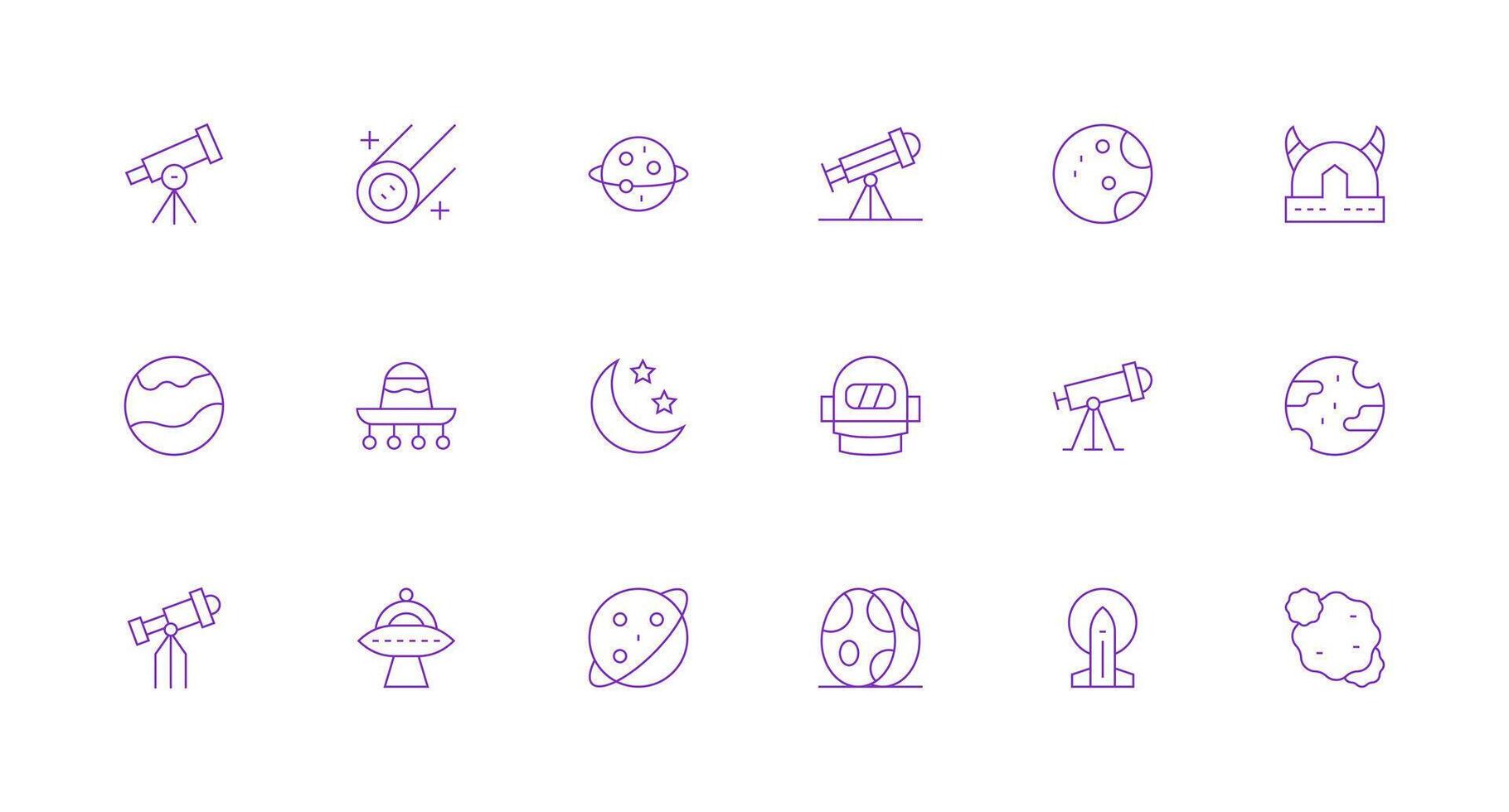 Minimal Line Style Galaxy Icons with 18 Vectors Icons Built for Visual Consistency Pack