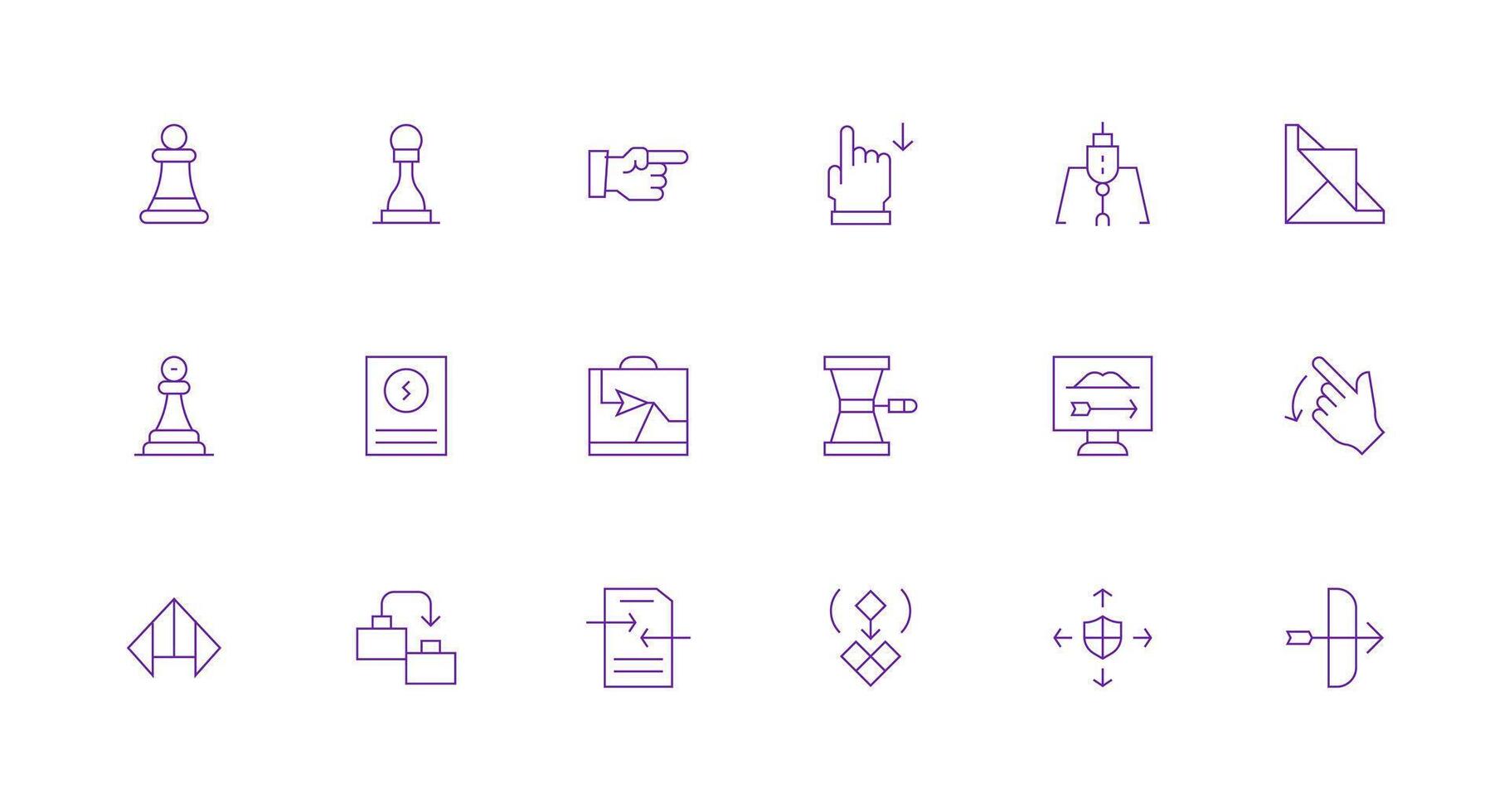 18 Minimal Line Style Icons from Move Collection Icon Set for Projects vector
