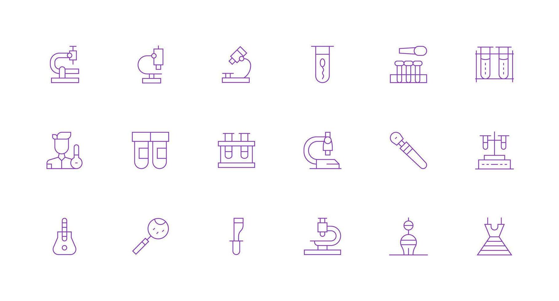 18 Minimal Line Designs for Microscope Icons User Interface Icons for Digital Products vector