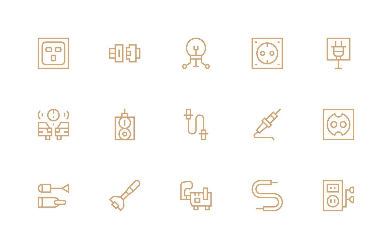 15 Regular Line Designs for Socket Icons Icon Pack for Various Themes vector