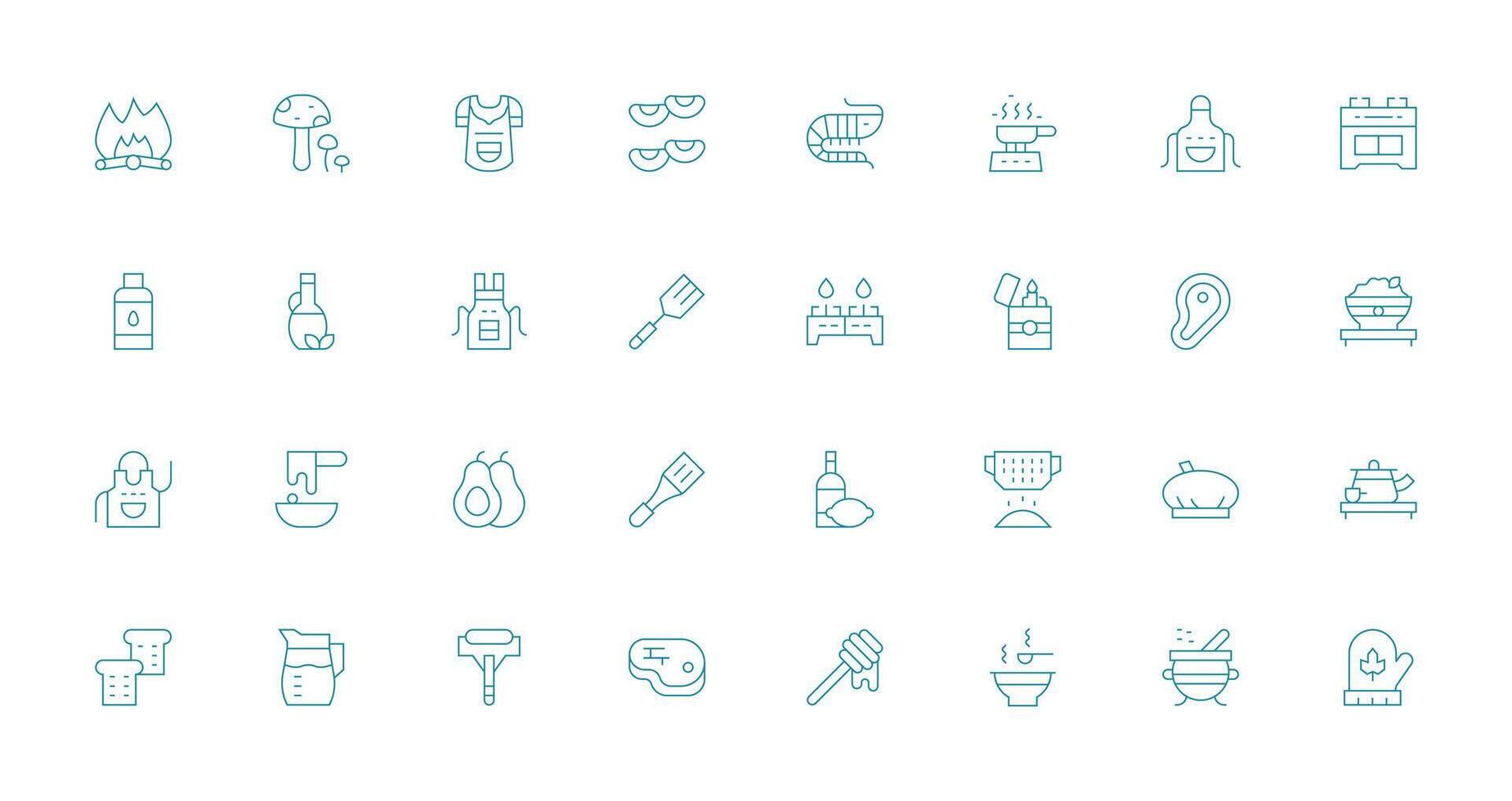 Thin Line Icons from Cooking Set with 32 Vectors Web and App Icon Pack Collection