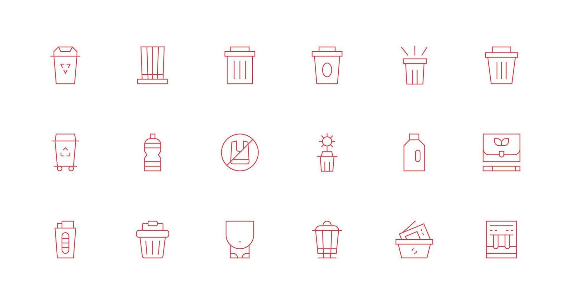 Recycle Set with 18 Minimal Line Icons Neat Icon Set vector