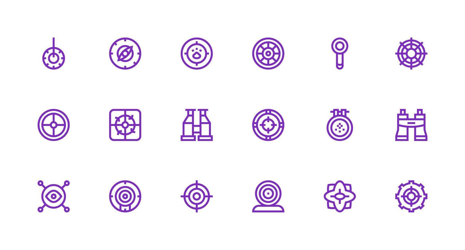 Strong Stroke Line Style Scope Icons with 18 Vectors Well-Structured Icons for Creative Use