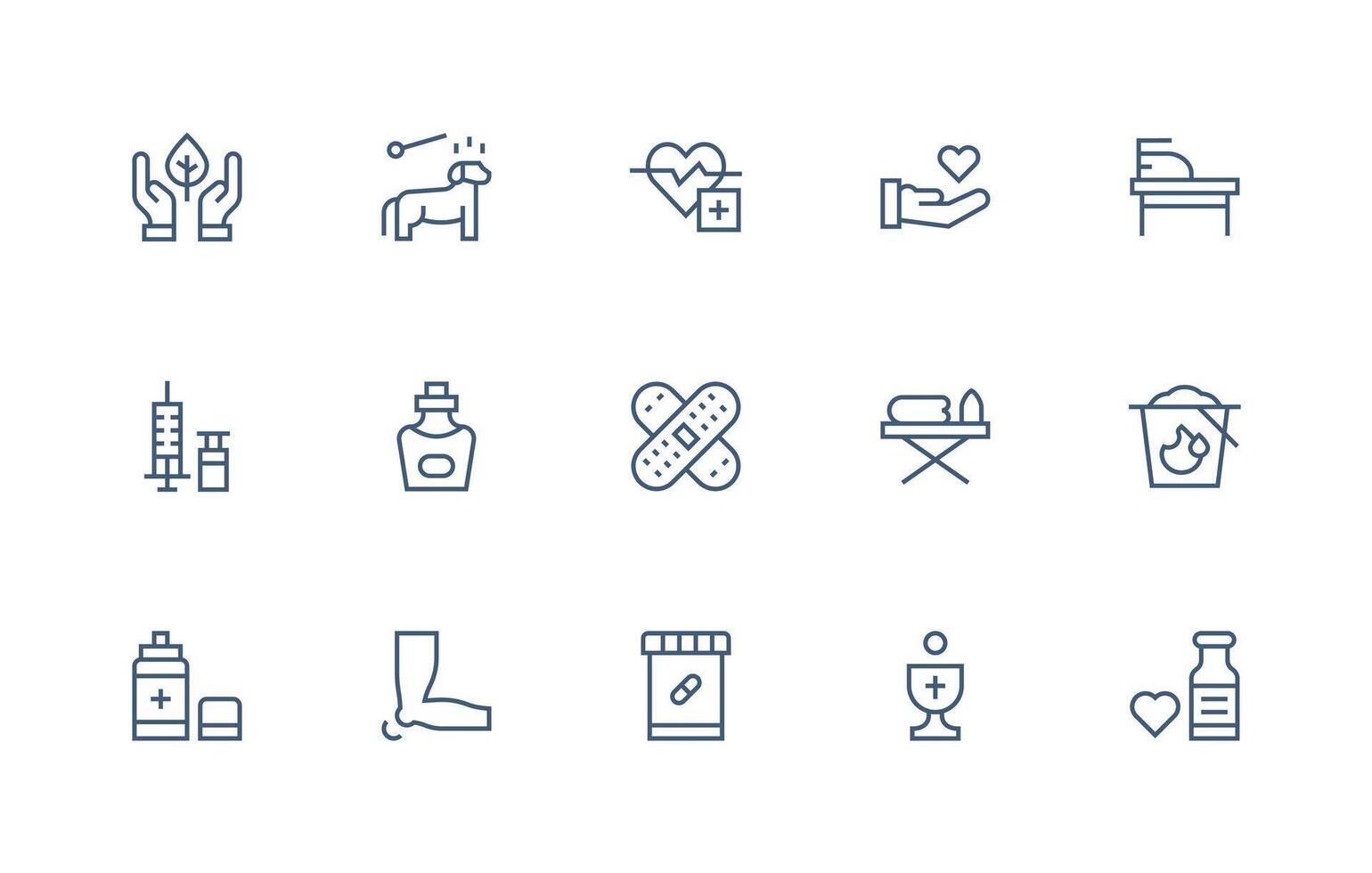 Care Design Icons featuring 15 in Regular Line Style Simple Icon Pack vector