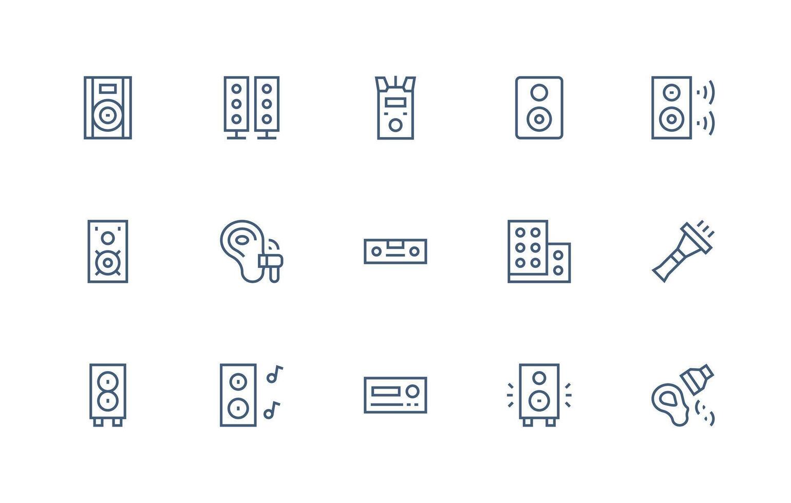 Amplifier Set with 15 Regular Line Icons Reliable Icons for All Interfaces vector