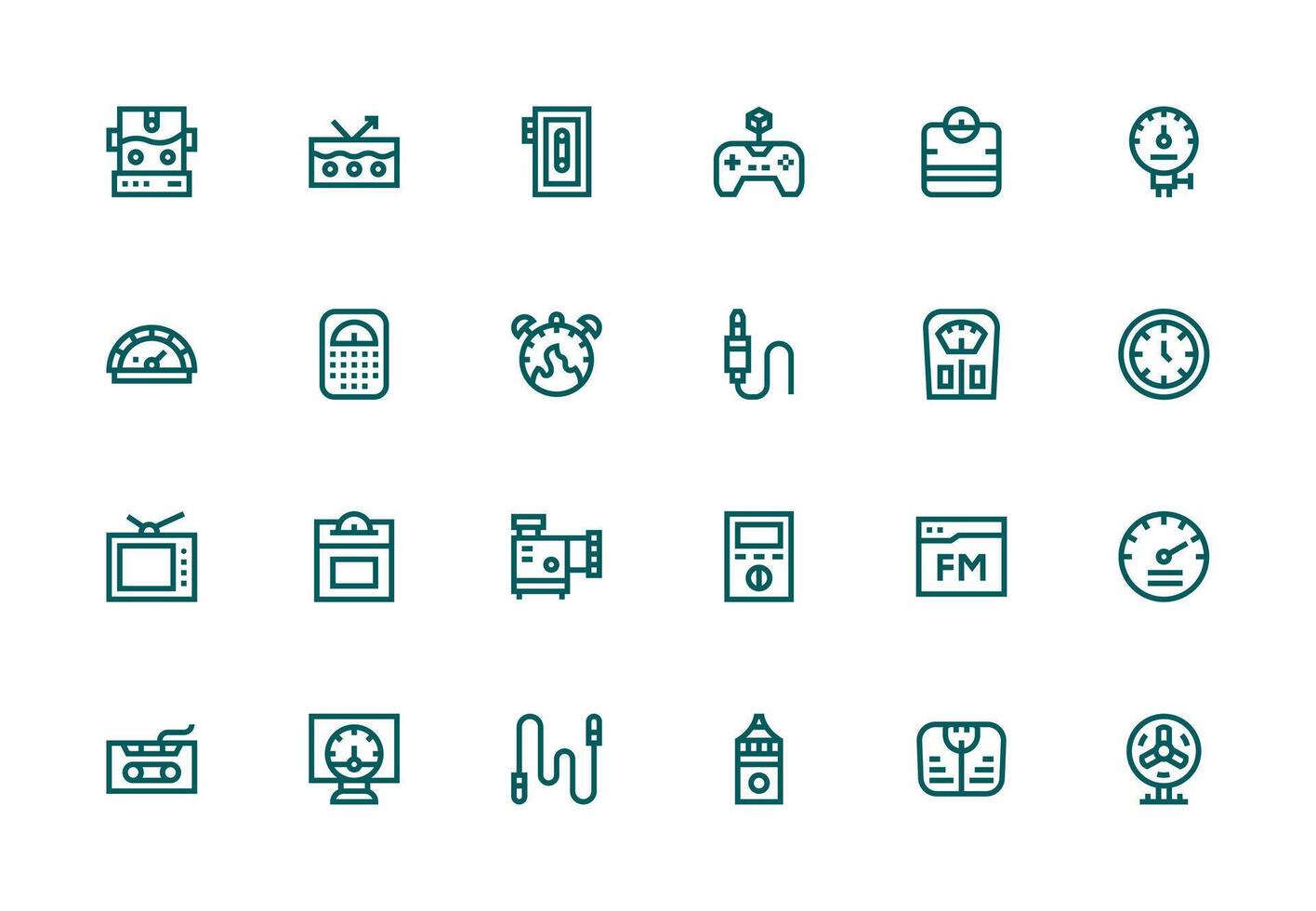 24 Thick Line Line Icons for Analog Graphics Clean Icon Collection for Web Use vector