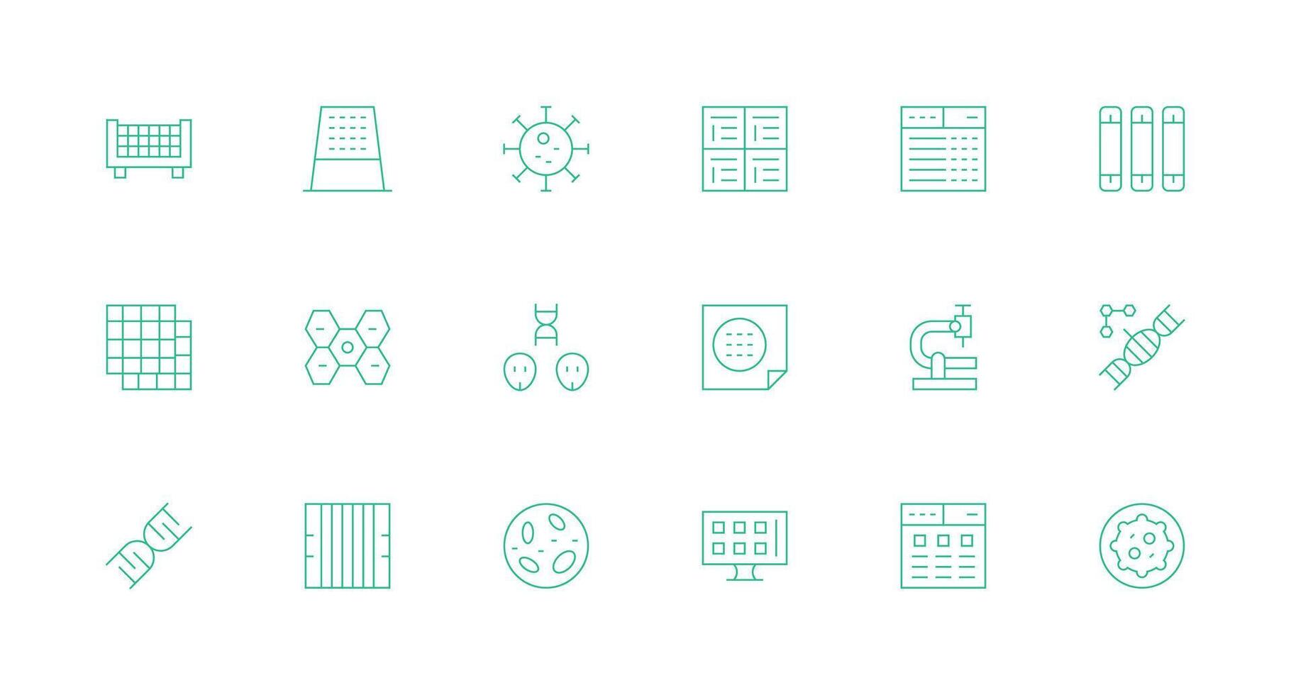 Cells featuring 18 Icons in Minimal Line Design Minimal Icon Set for Interface Projects vector