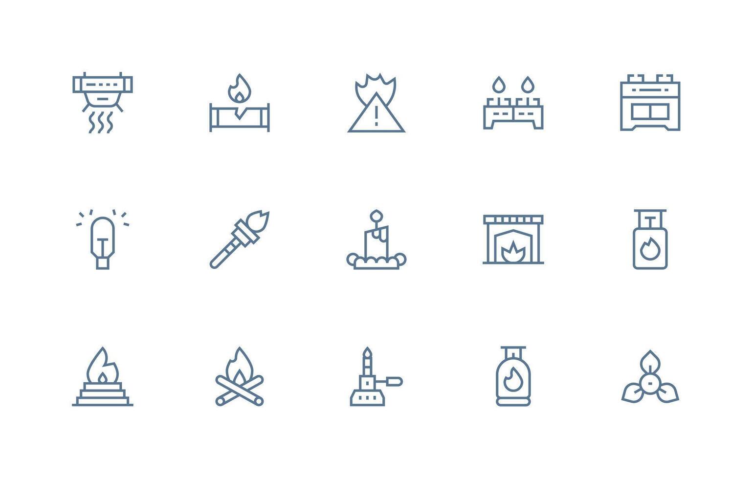 Regular Line Icons from Fire Set with 15 Vectors High-Resolution Icons for Any Platform