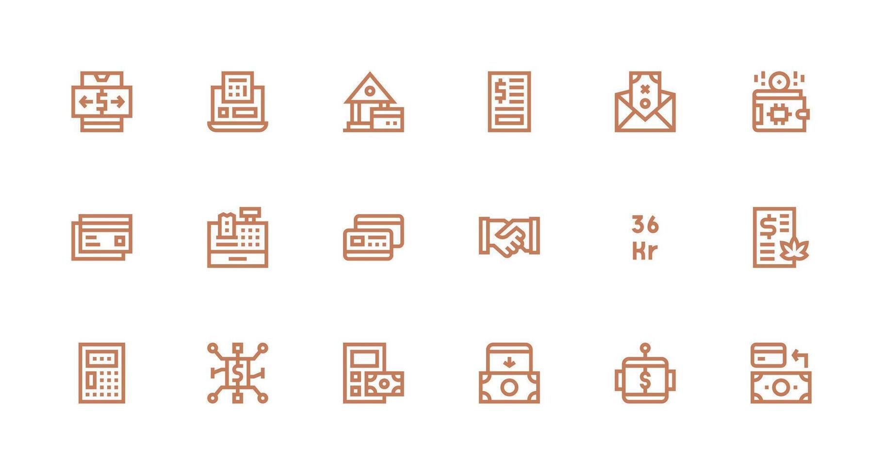 18 Icons for Transaction in Strong Stroke Line Format Complete Icon Bundle for Web Design vector