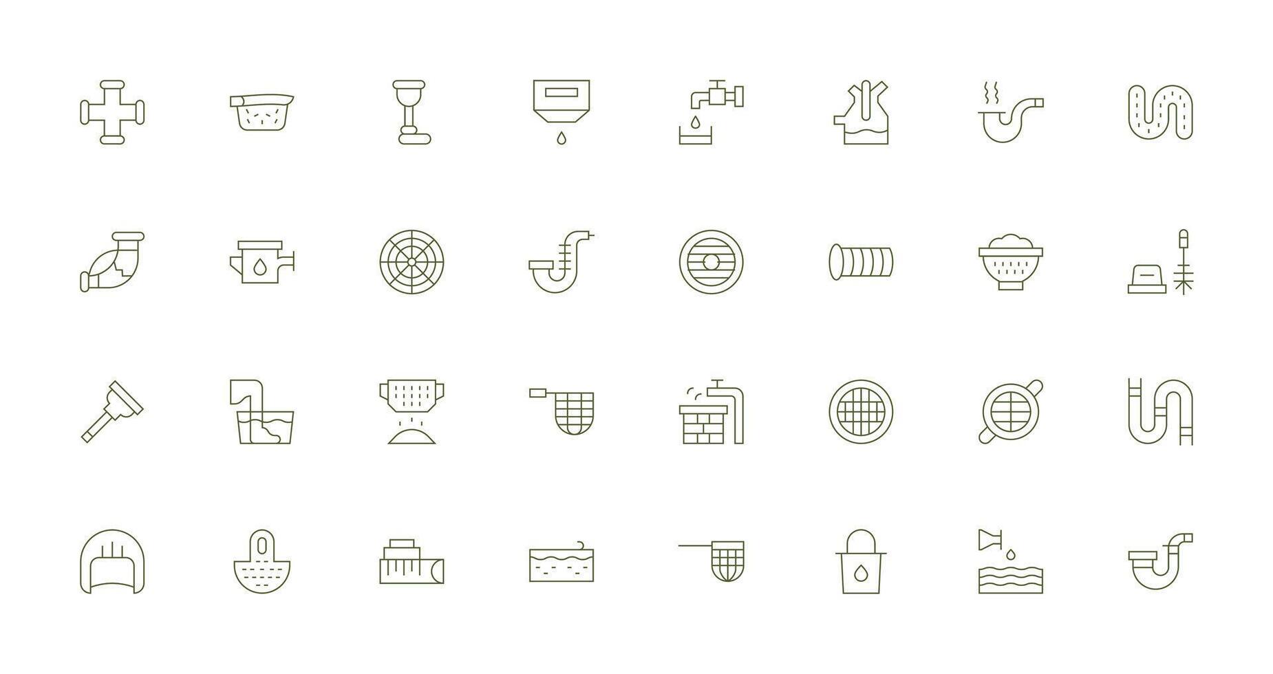 32 Icons for Drain in Thin Line Format Multi-Purpose Icon Pack for Templates vector