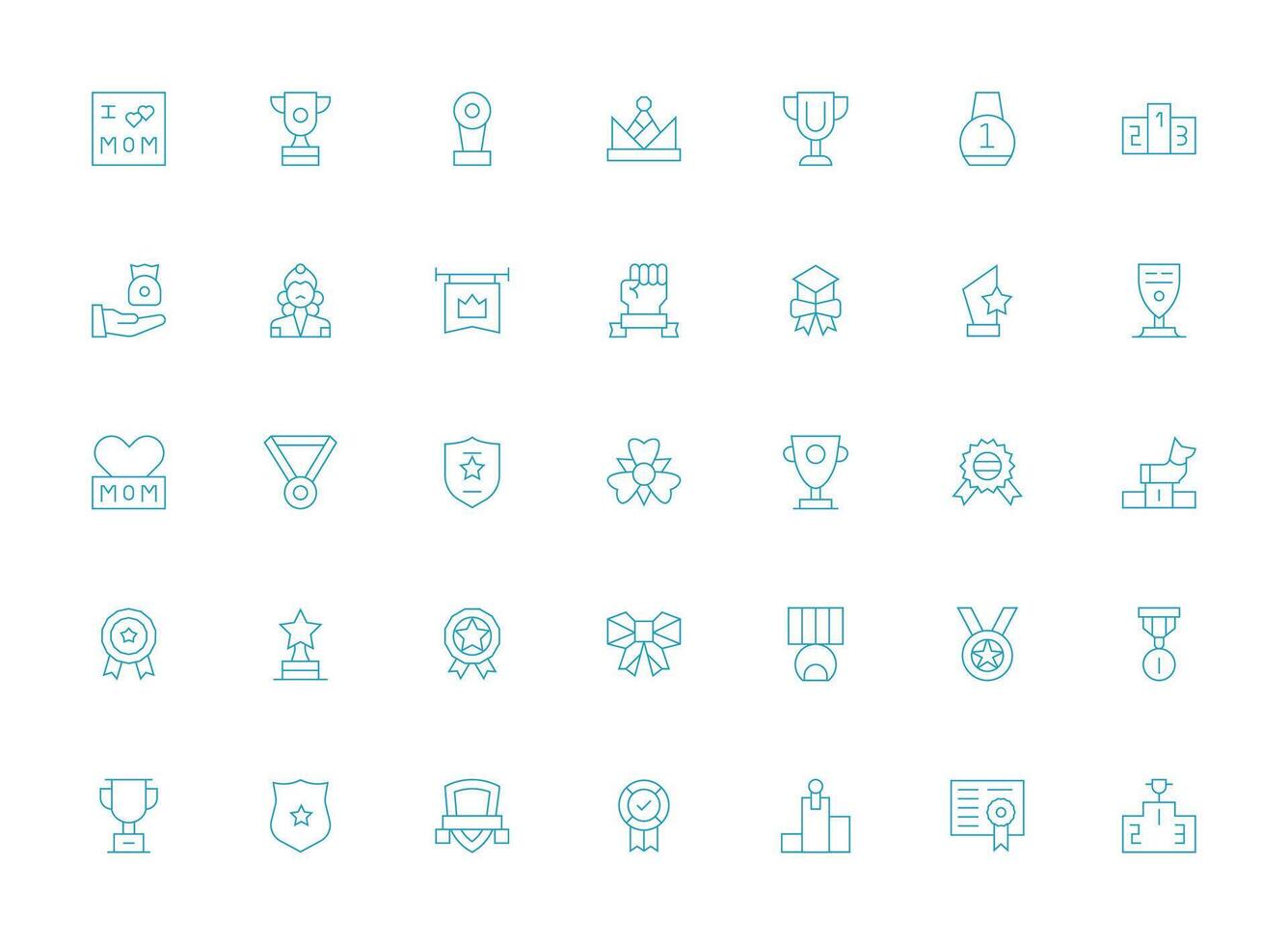 35 Icons for Honor in Light Line Format Flexible Icon System for Web Interfaces vector