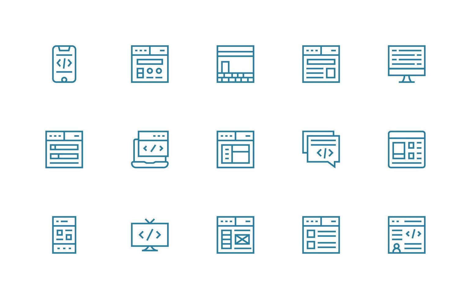 15 Regular Line Icons for Html Graphics Scalable Icon Pack vector