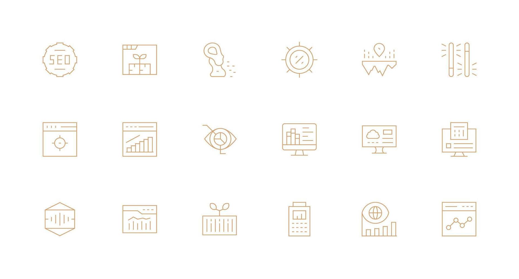 Minimal Line Style Analytics Icons with 18 Vectors Quick Access Icons for UI Development