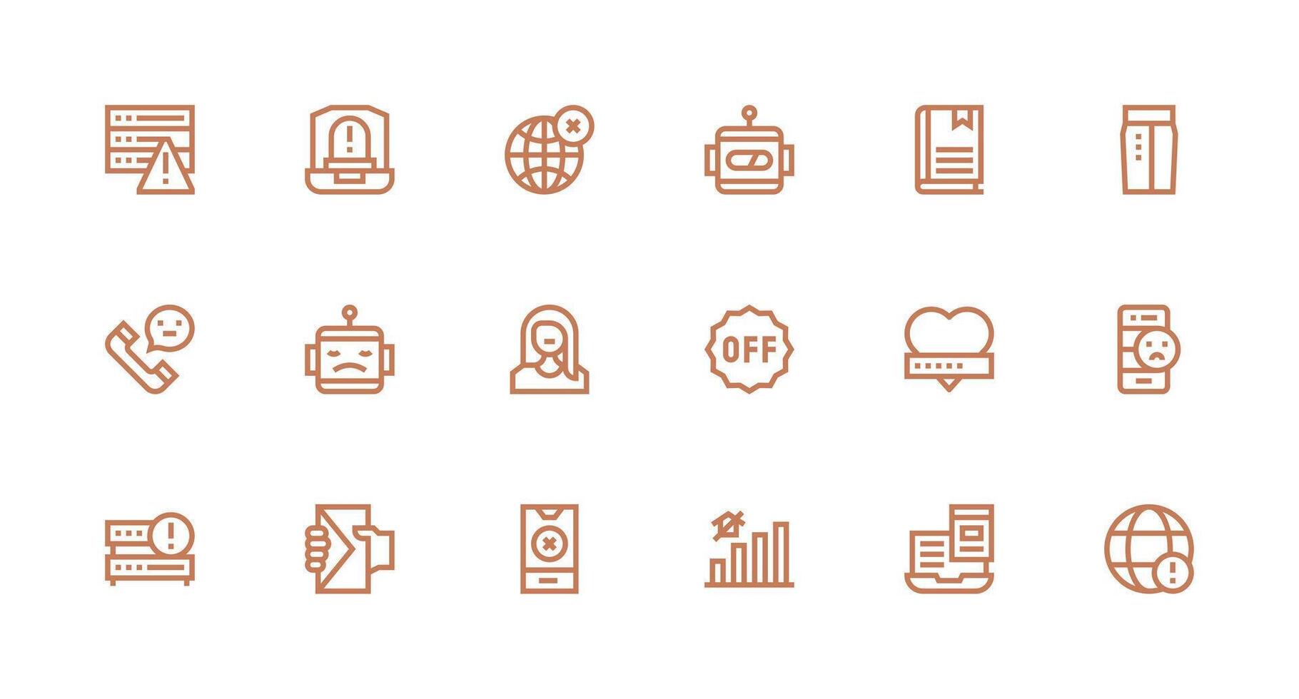 18 Strong Stroke Line Vectors for Offline Theme Flexible Icon System for Web Interfaces