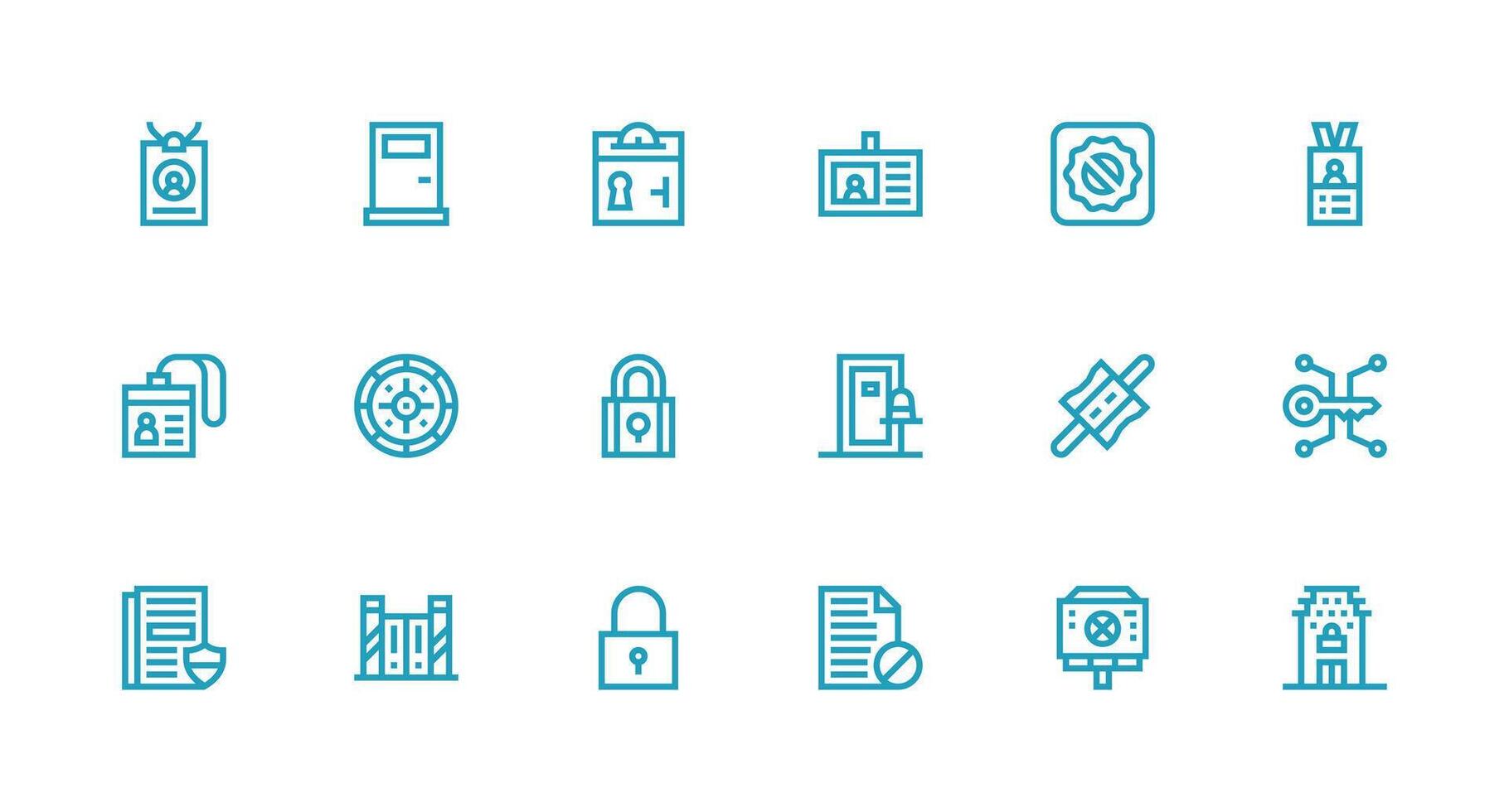 18 Strong Stroke Line Icons for Access Control Graphics Universal Icon Pack vector
