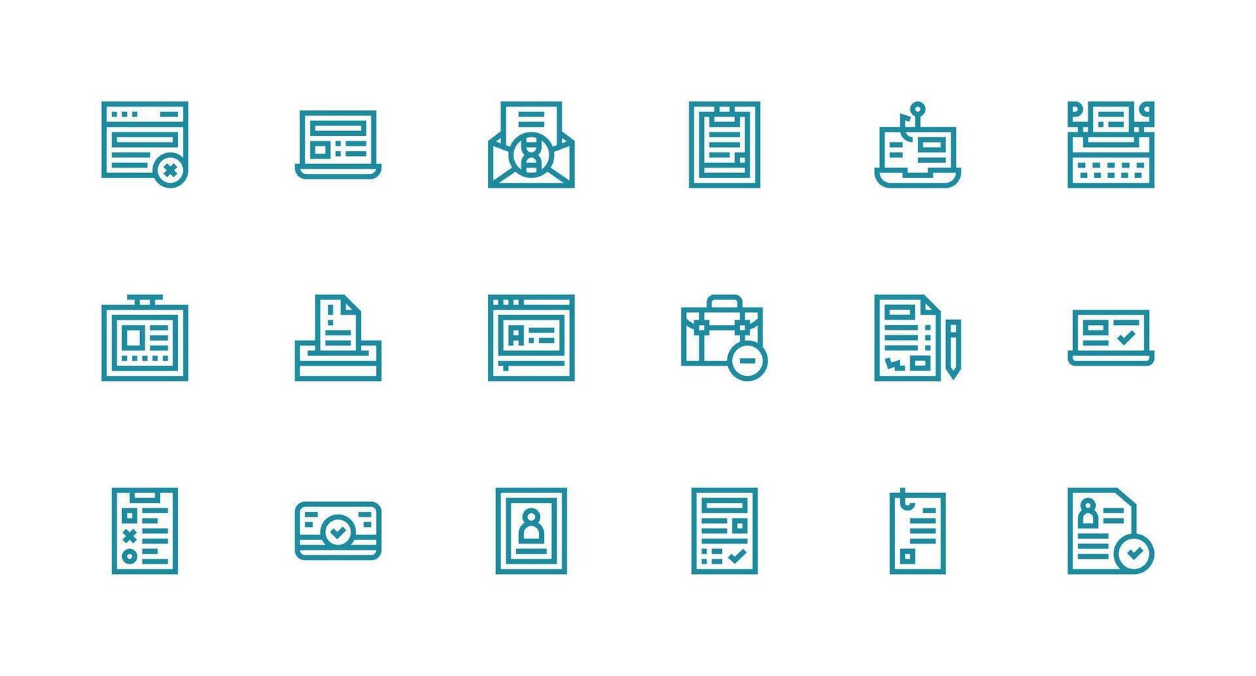 Strong Stroke Line Icons from Submission Set with 18 Vectors Clear and Concise Icon Set Collection