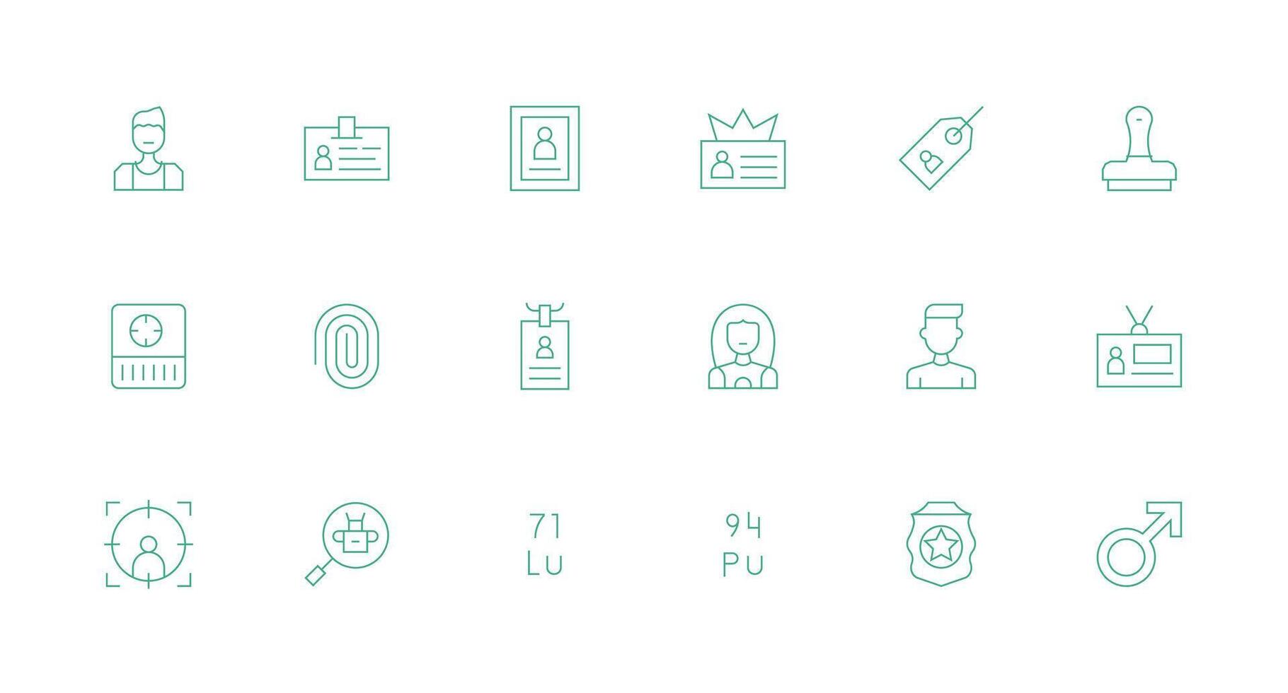 Identification Icon Collection with 18 Minimal Line Designs App Icon Pack vector
