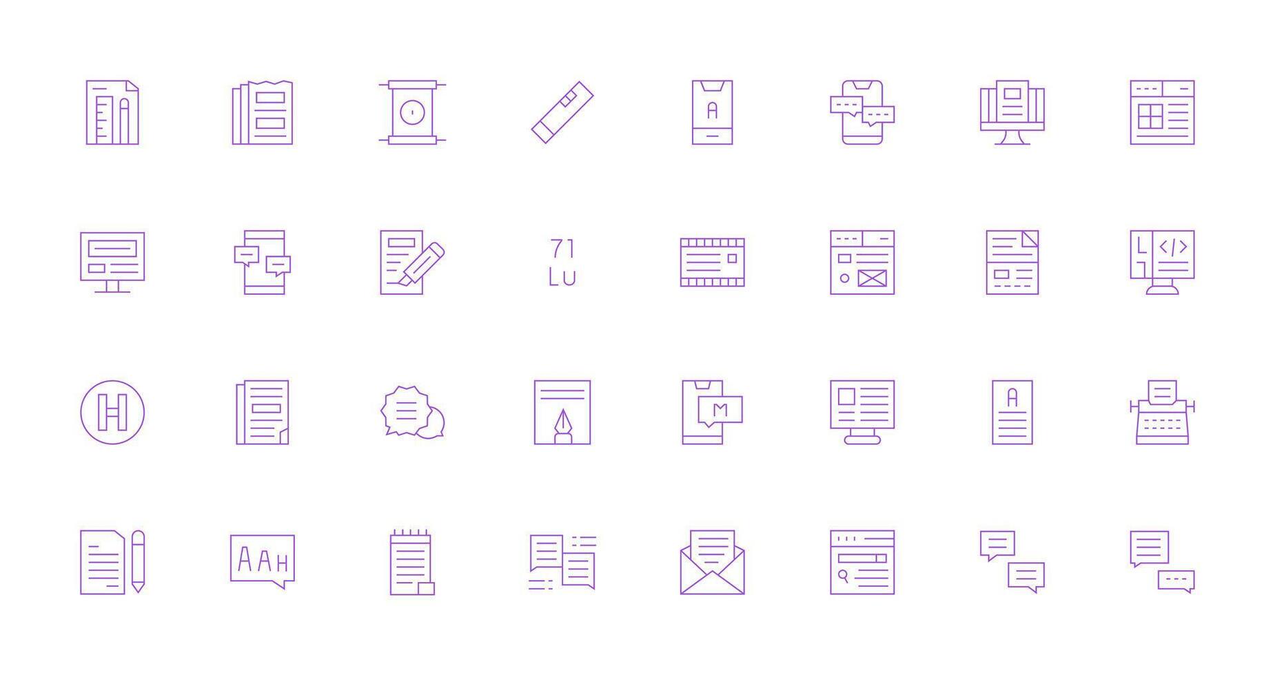 Text featuring 32 Icons in Thin Line Design UI Icon Set vector