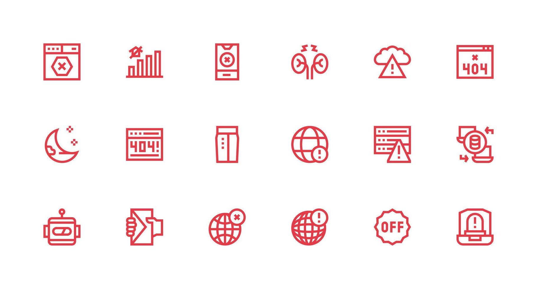 18 Icons for Offline in Strong Stroke Line Format Multi-Style Icon Collection vector