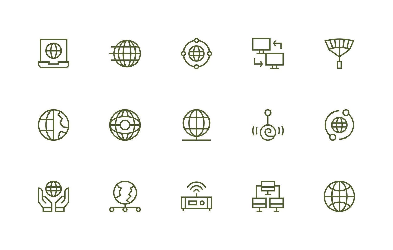 Network Connection Icon Collection with 15 Regular Line Designs Customizable Icon Series for Mobile Screens vector