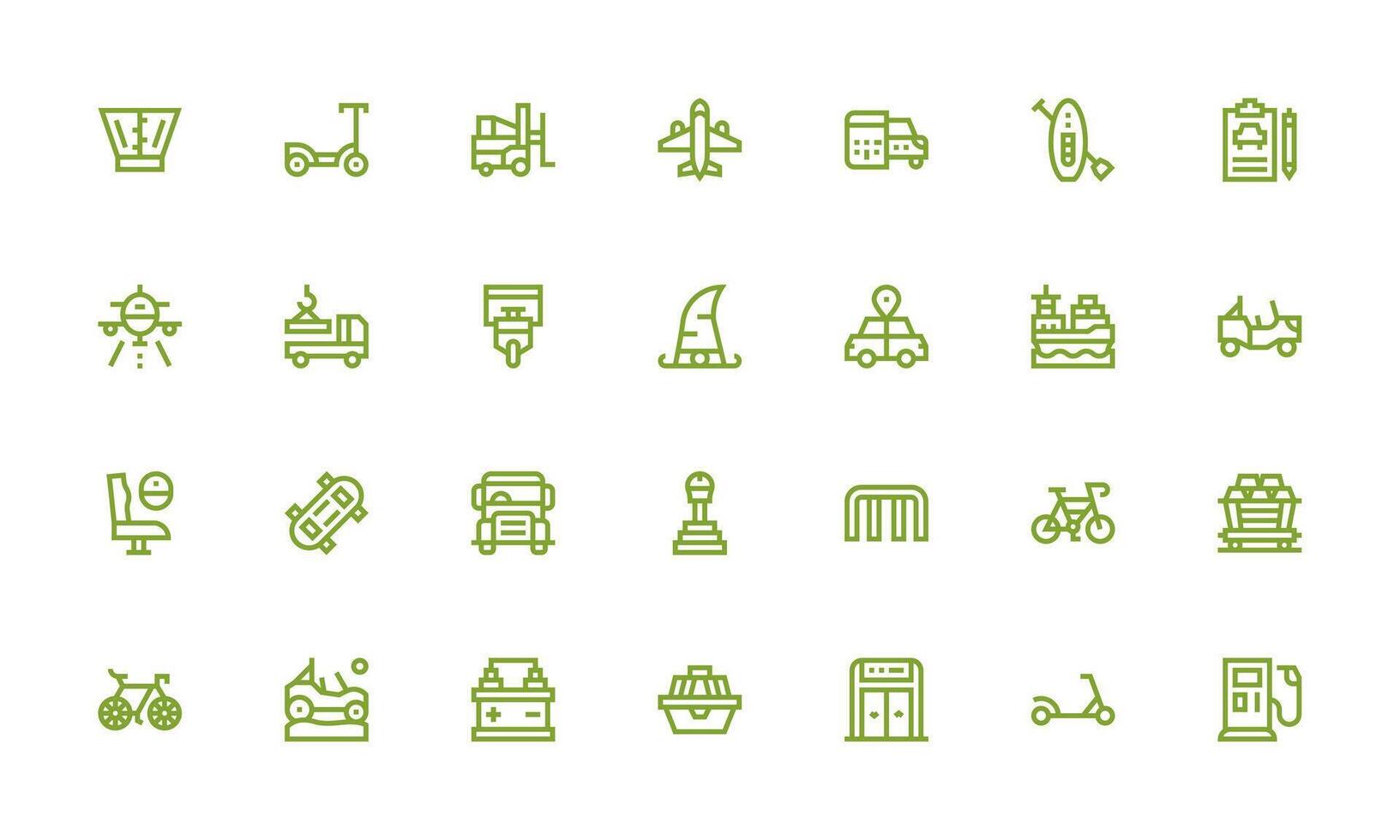 Transportation Visual Pack containing 28 Bold Line Icons Flexible Icon System for Web Interfaces vector