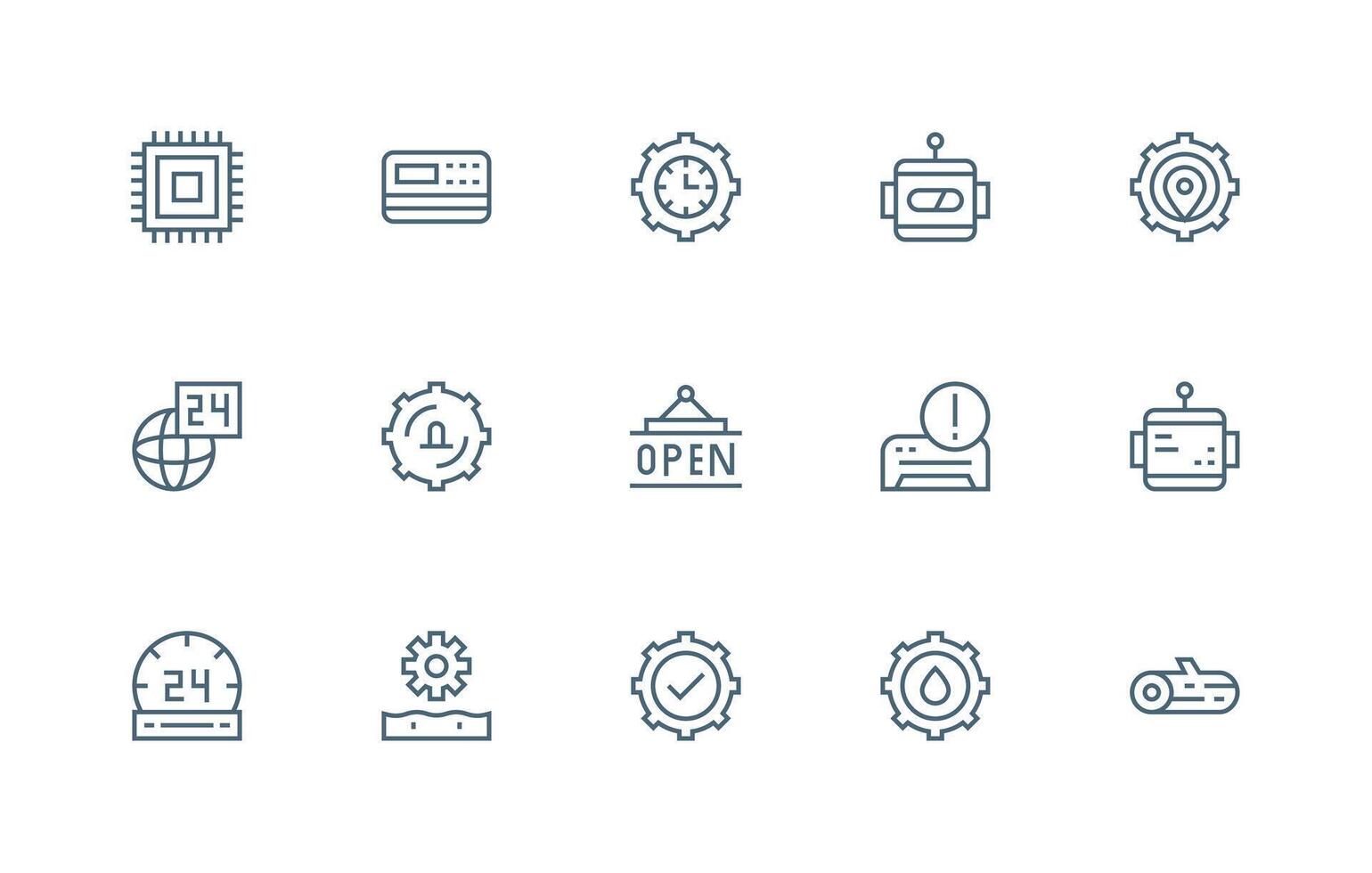 regular línea estilo Operacional íconos con 15 vectores web icono colección