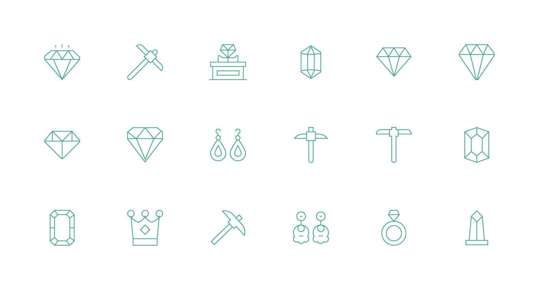 Minimal Line Icons from Gem Set with 18 Vectors Light Icon Series