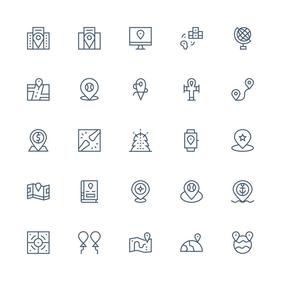 25 Icons for Coordinates in Medium Stroke Outline Format Interface Icon Collection for Daily Projects vector