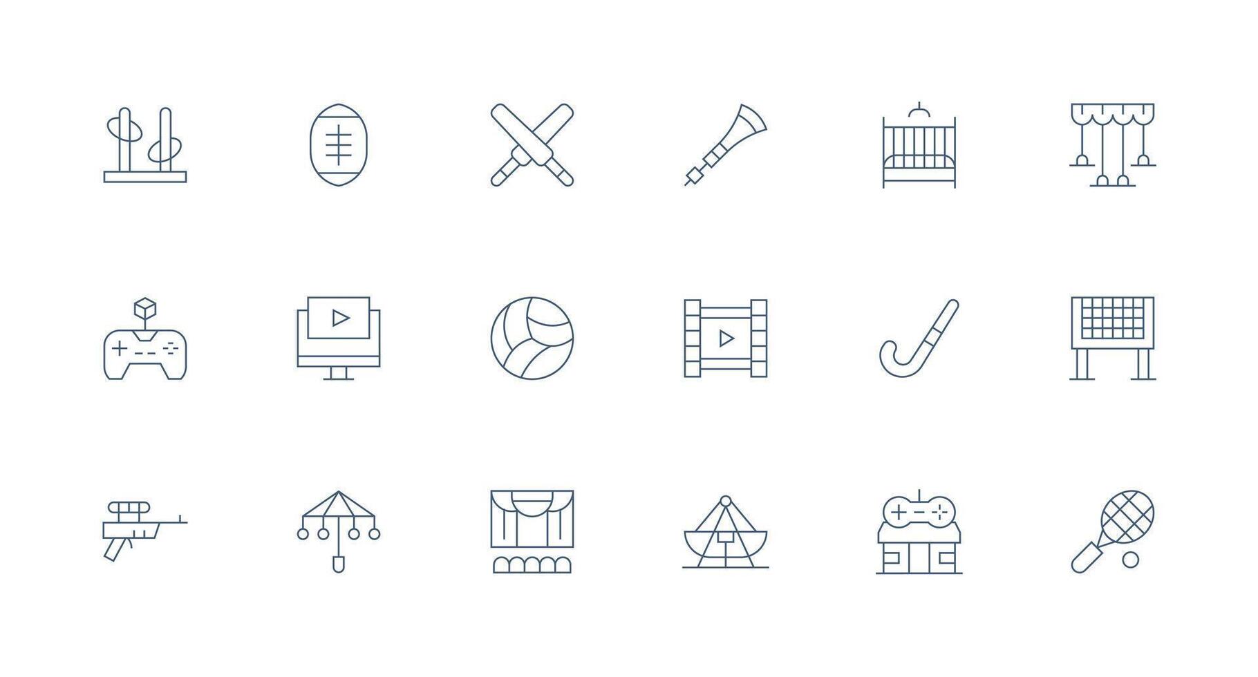 18 Minimal Line Icons for Play Graphics Reusable Icon Set vector