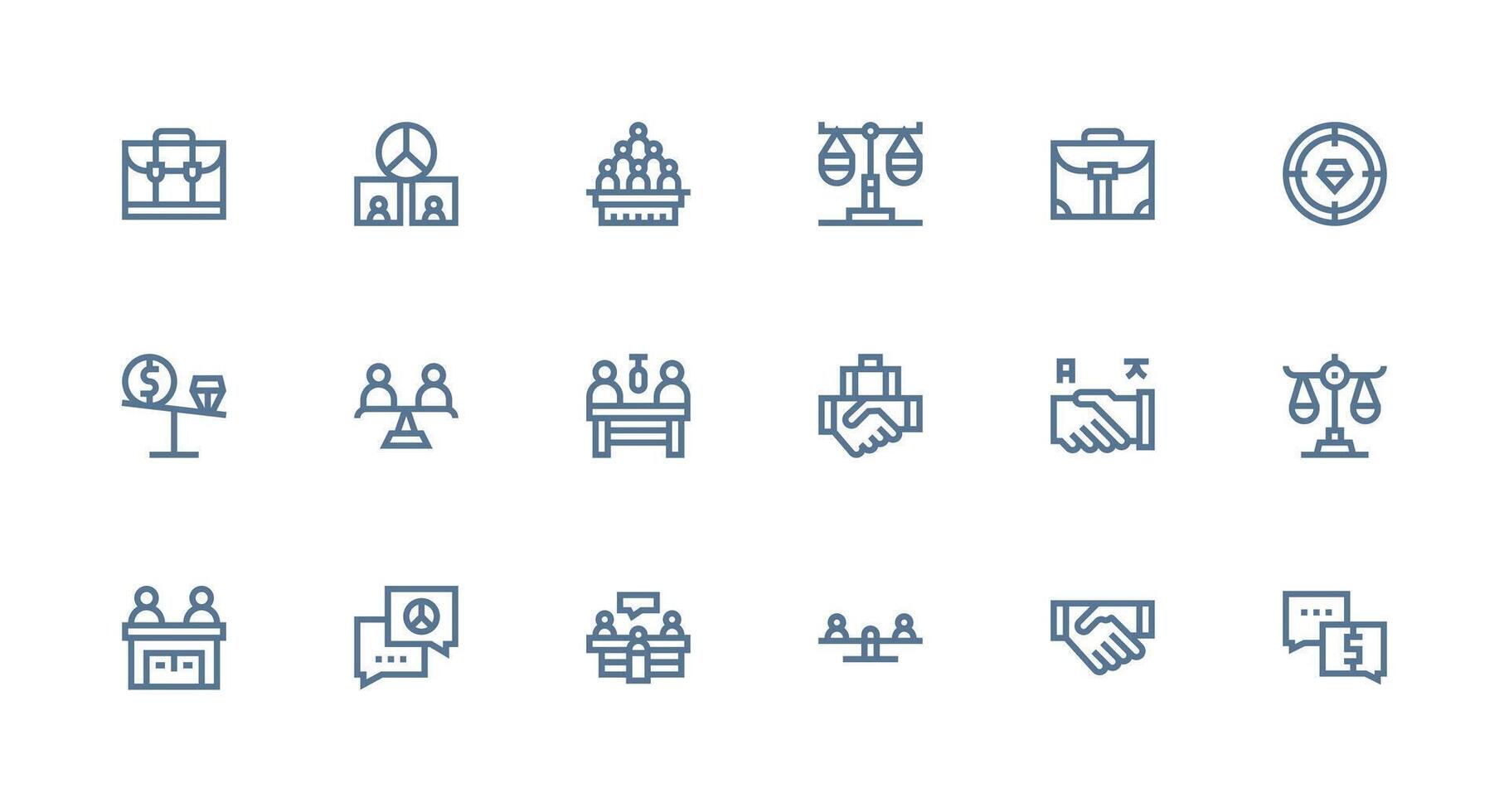 18 Icons for Negotiation in Strong Stroke Line Format Complete Icon Set for Mobile Apps vector