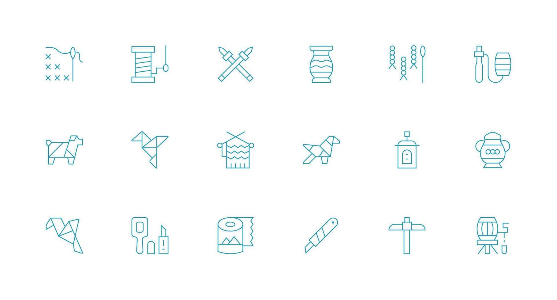 Craft Visual Pack containing 18 Minimal Line Icons Complete Icon Bundle for Web Design vector