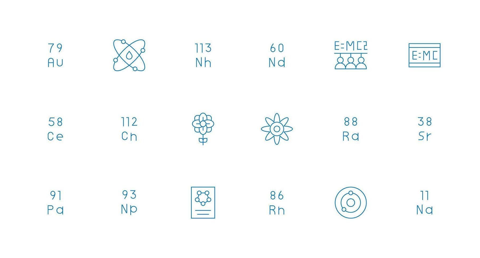 18 Minimal Line Style Icons from Atomic Collection Lightweight Icon Series for Fast Prototypes vector