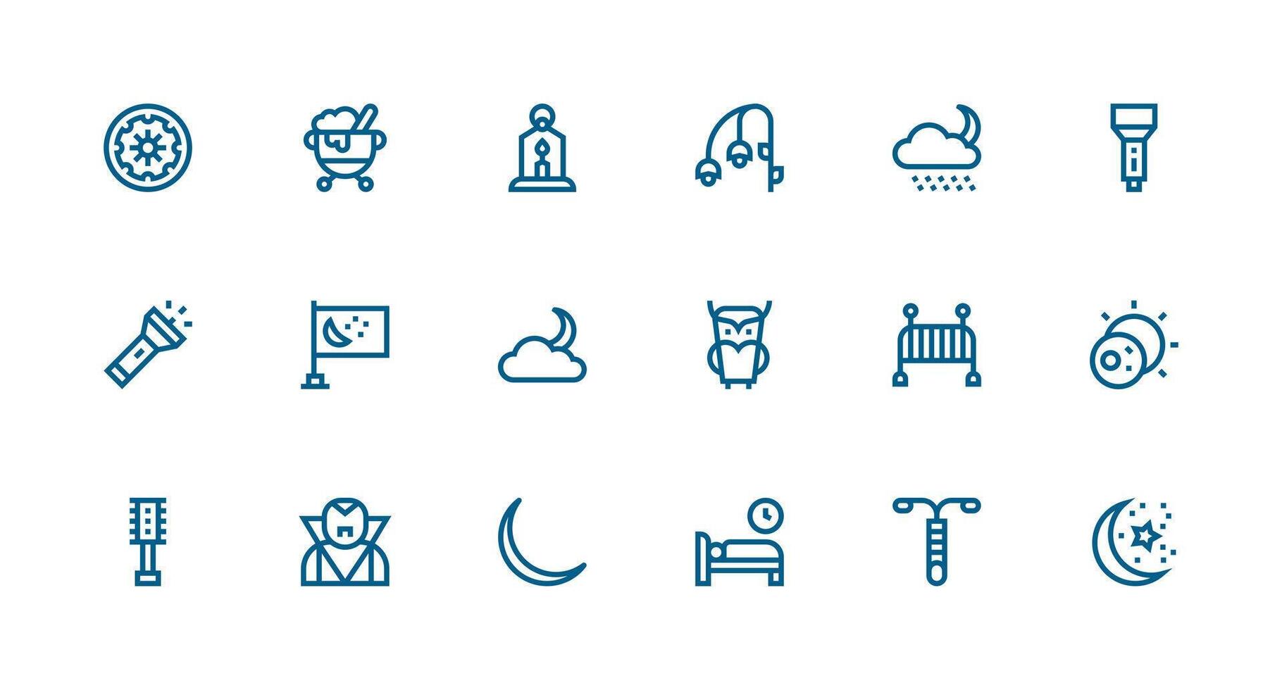 18 Icons for Dark in Strong Stroke Line Format Pixel Perfect Icon Set vector