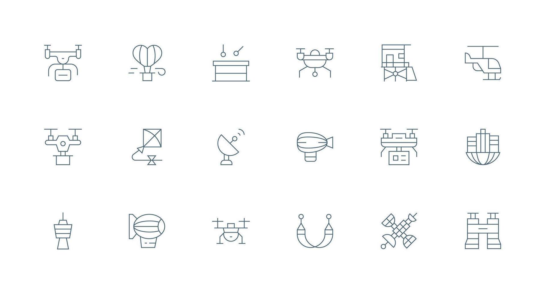 18 Minimal Line Icons for Aerial Graphics Interface Icons for Daily Use vector