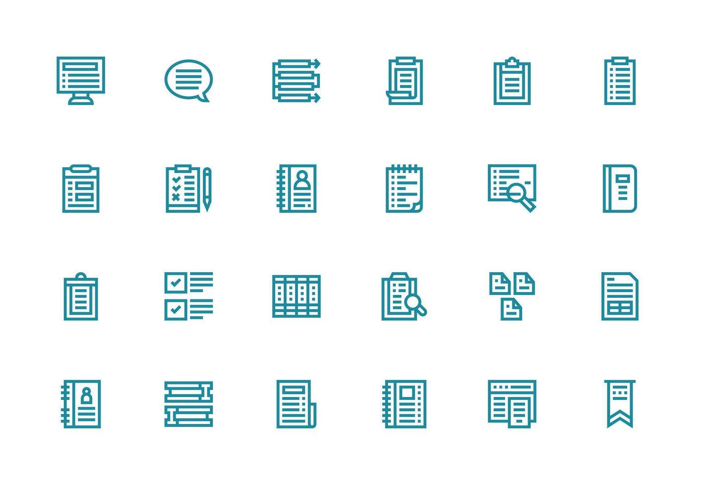 List Design Icons featuring 24 in Thick Line Line Style Web and App Icon Pack Collection vector