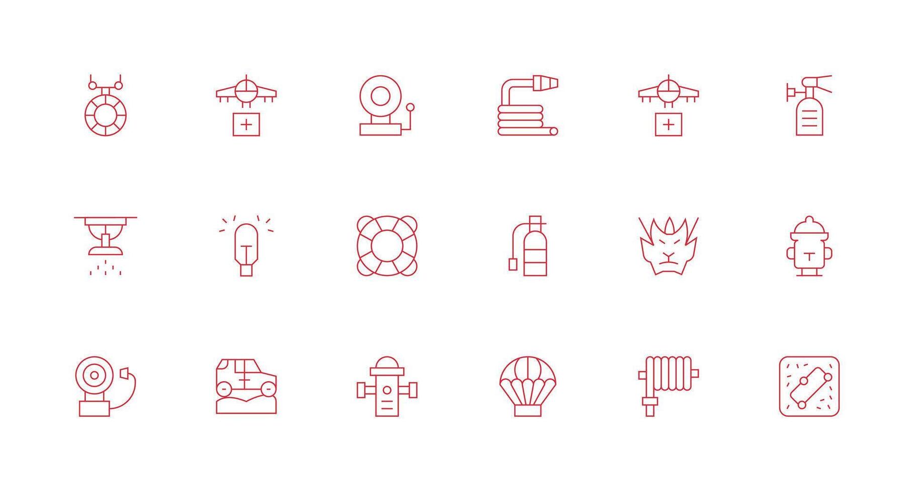 Emergency Response featuring 18 Icons in Minimal Line Design Modern Line and Glyph Icon Series vector