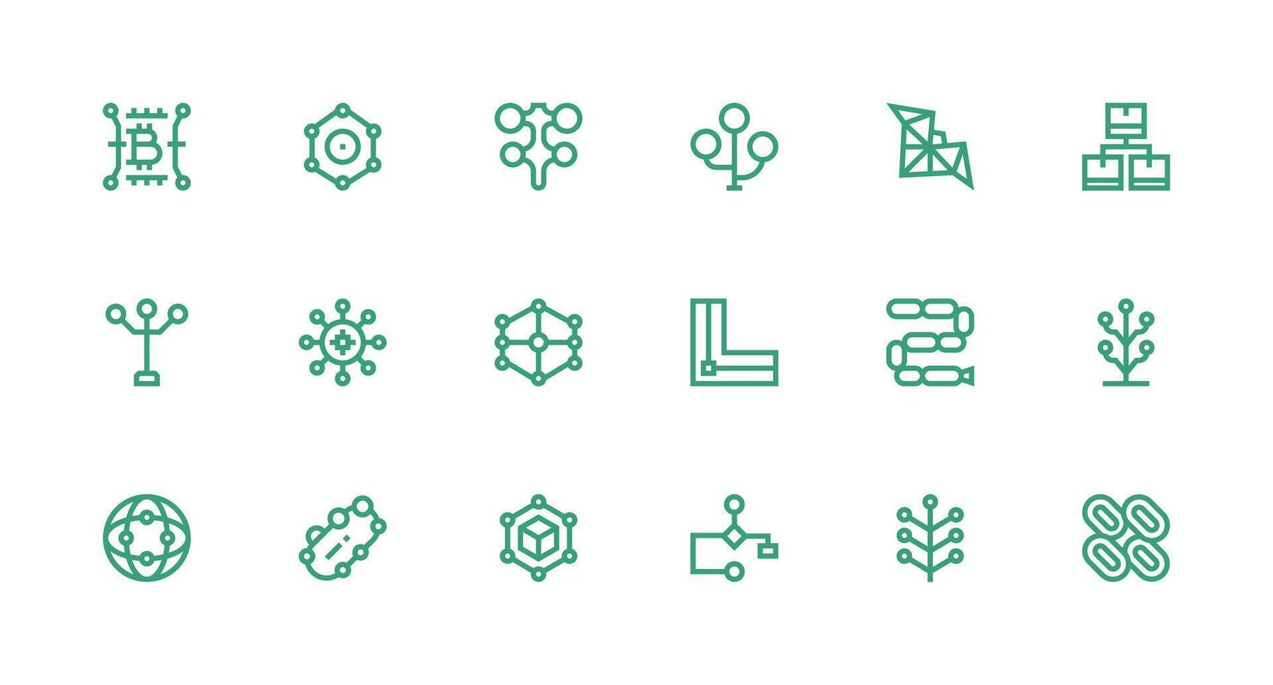 18 Strong Stroke Line Icons for Node Graphics Core Icon Collection for Daily Tasks vector