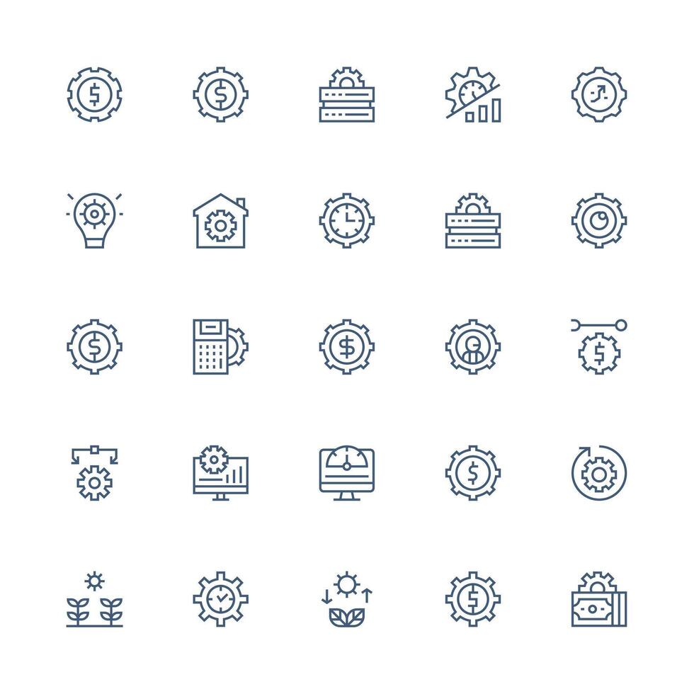Medium Stroke Outline Style Optimization Icons with 25 Vectors Compact Icon Pack