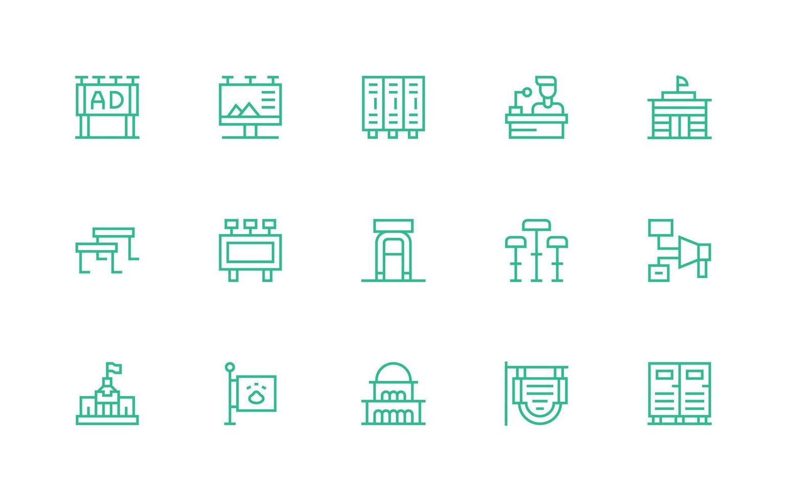 15 Regular Line Icons for Public Graphics Versatile Icon Collection for Designers vector