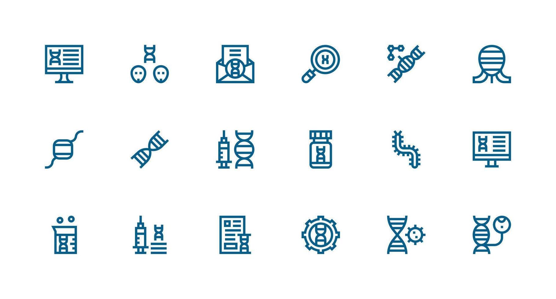 Genetic Icon Set with 18 Strong Stroke Line Graphics Icon Set for Projects vector
