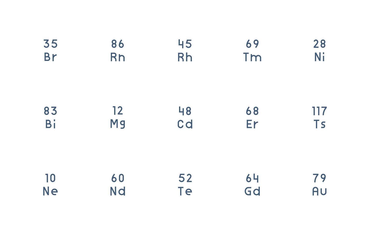 15 Regular Line Style Icons from Atomic Number Collection Digital Icon Collection vector