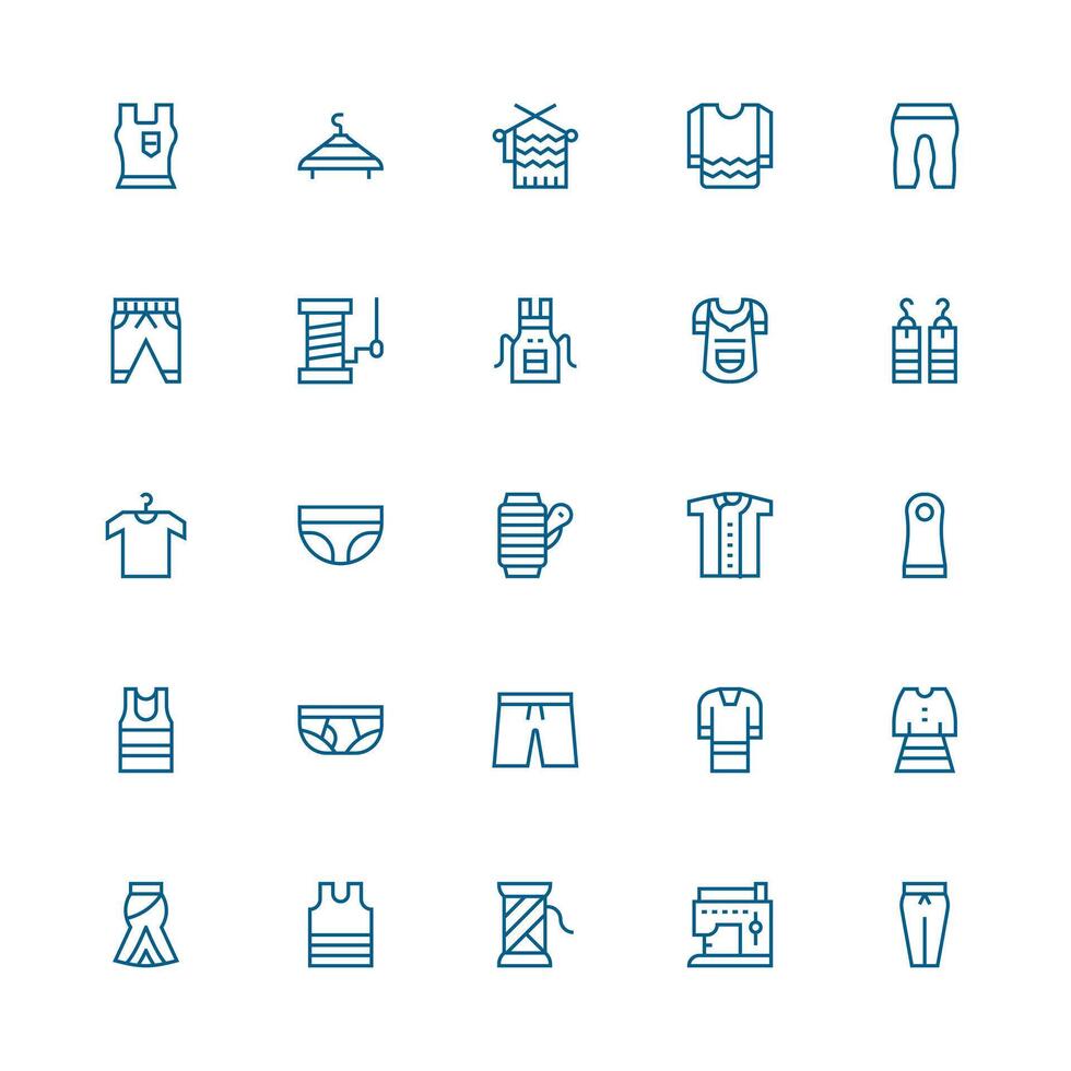 25 Icons for Garment in Medium Stroke Outline Format Reusable Icon Set vector