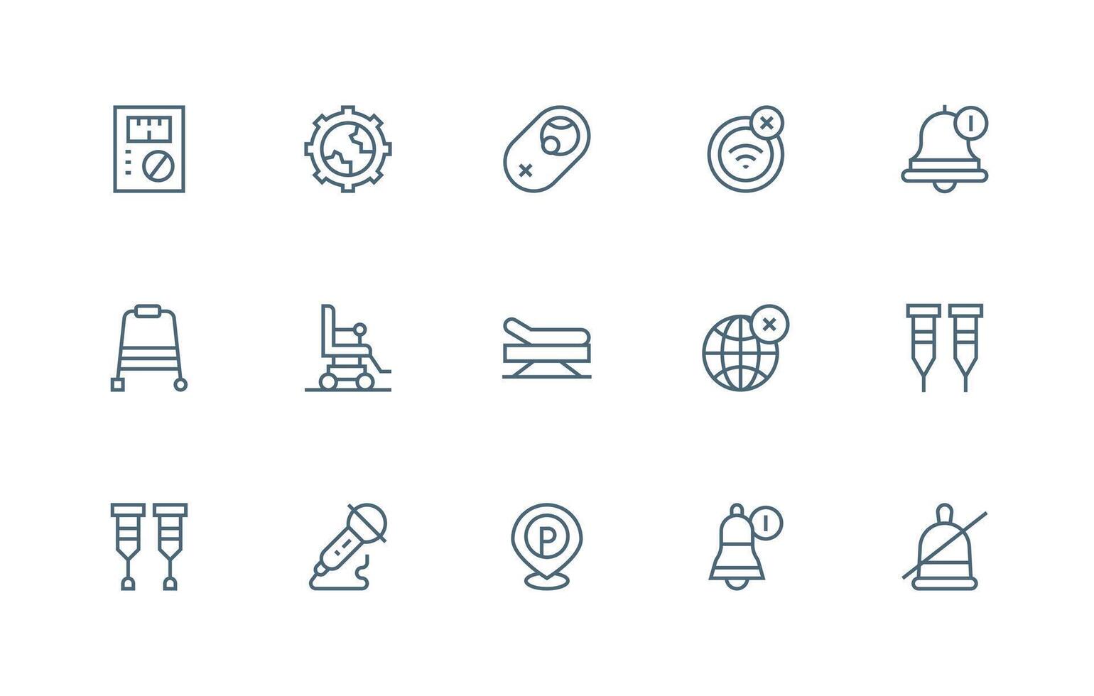 15 Regular Line Vectors for Disabled Theme Clean Set for Layout Prototypes