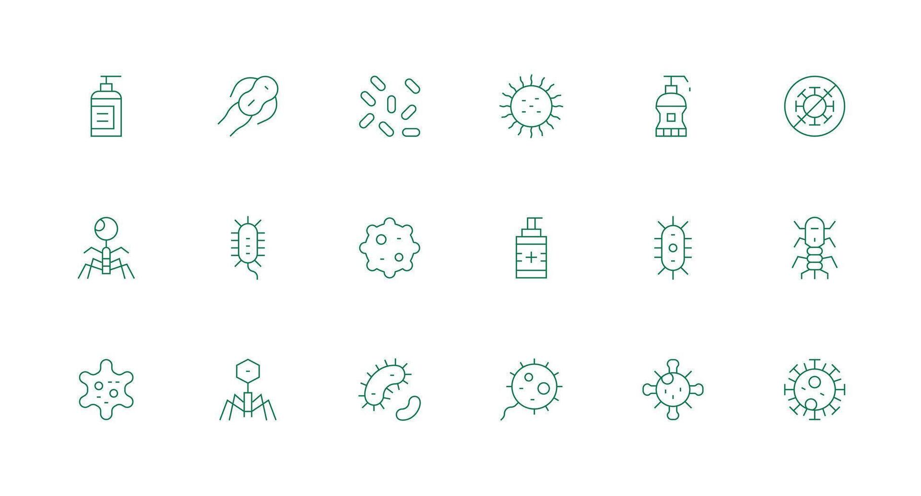 18 Minimal Line Icons for Germ Graphics Flat Icon Set vector