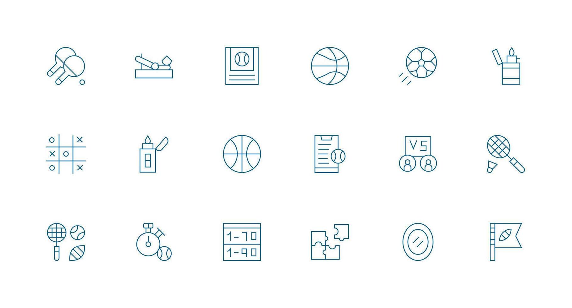 18 Minimal Line Icons for Match Graphics Clean Set for Layout Prototypes vector