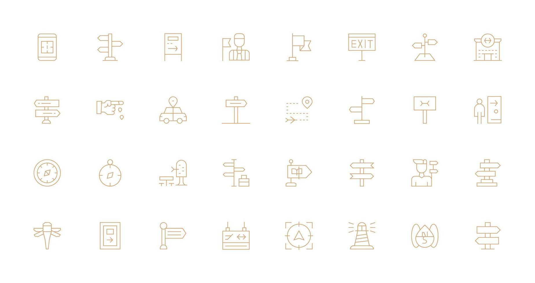 Wayfinding Icon Set with 32 Thin Line Graphics Flat Icon Set vector